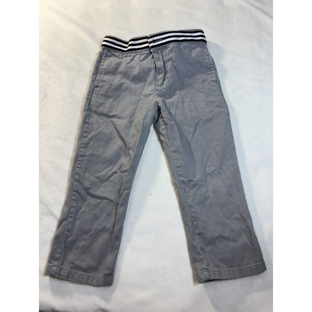 Andy & Evan Toddler Boys Grey Cotton Pants 2T Adjustable Waist Straight Leg